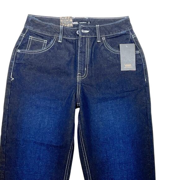 Vans Off the Wall Denim Jeans 26x29 Dark Blue Straight Fit Mid Rise New - Picture 3 of 11